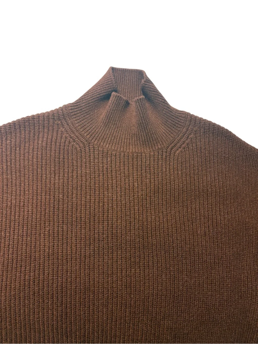 J. Crew Ribbed Turtleneck Sweater in Stretch Yarn Size L Brown Cropped Casual